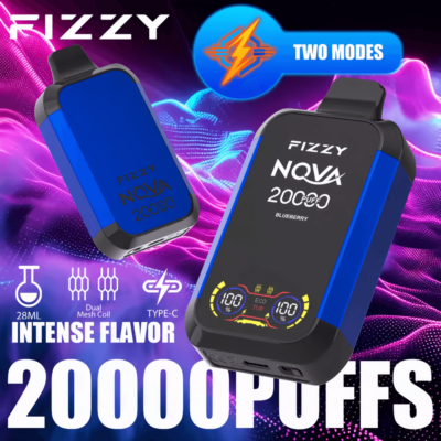 Fizzy Nova 20k 20000 Puffs Dual Mesh Disposable Vape Pen 2% 5% Nicotine 12Tastes LCD-scherm Fabrieksdirect