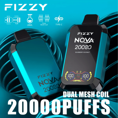 Fizzy Nova 20k 20000 Puffs Dual Mesh Disposable Vape Pen 2% 5% Nicotine 12Tastes LCD-scherm Fabrieksdirect