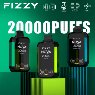 Fizzy Nova 20k 20000 Puffs Dual Mesh Disponibel Vape Pen 2% 5% Nikotin 12Smakar LCD-skärm Fabriksdirekt