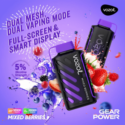 VOZOL Gear Power 20k 20000 Modo Duplo Descartável Vape 5% Nicotina 20 Sabores Display LED Direto da Fábrica