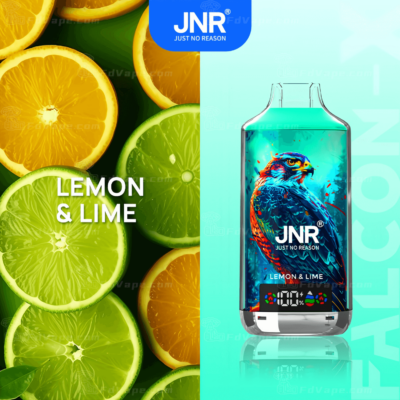 Lemon and lime flavored vape with a vibrant falcon illustration on the packaging labeled "JNR Just No Reason."