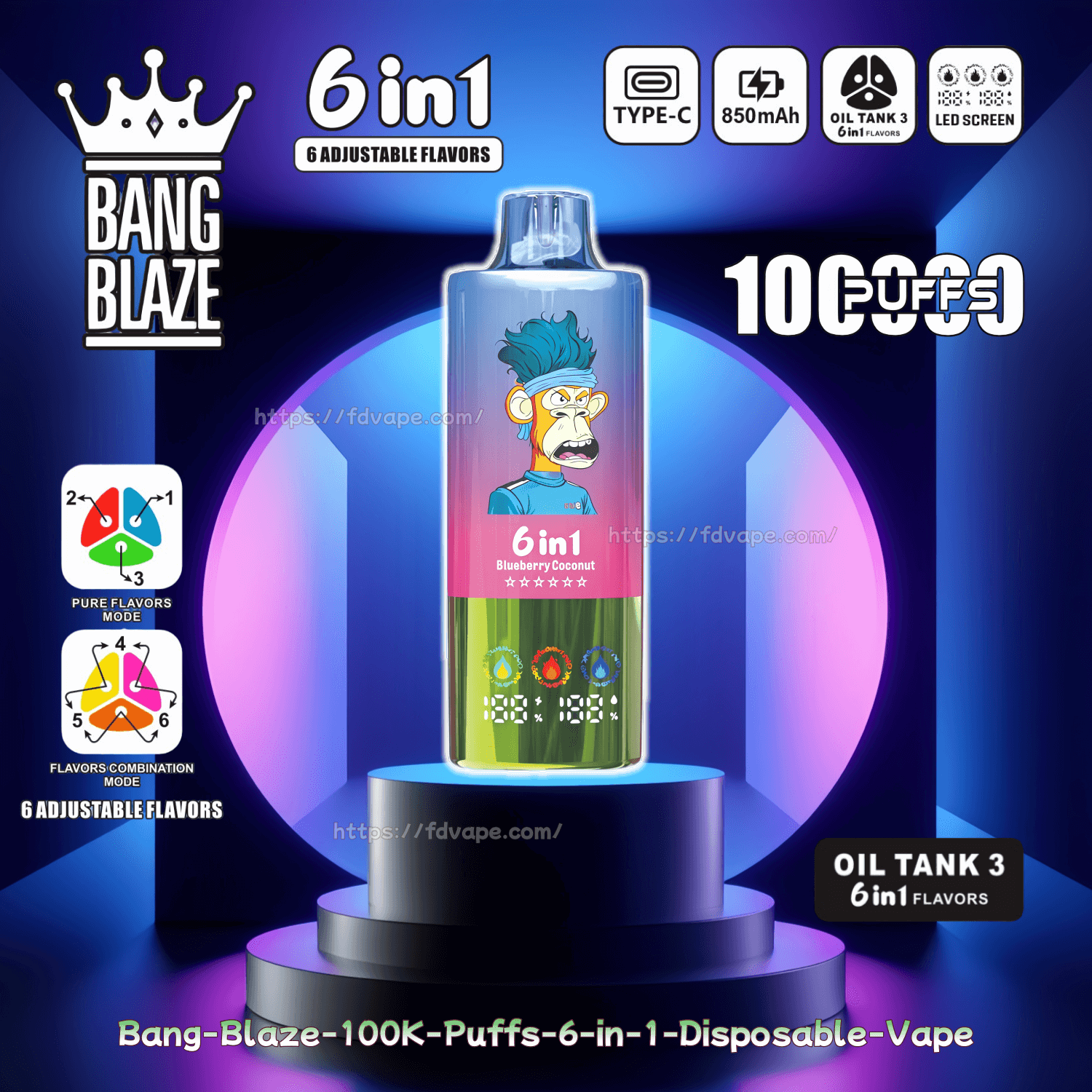 BANG BLAZE 6in1フレーバー 100000puff 切り替え式