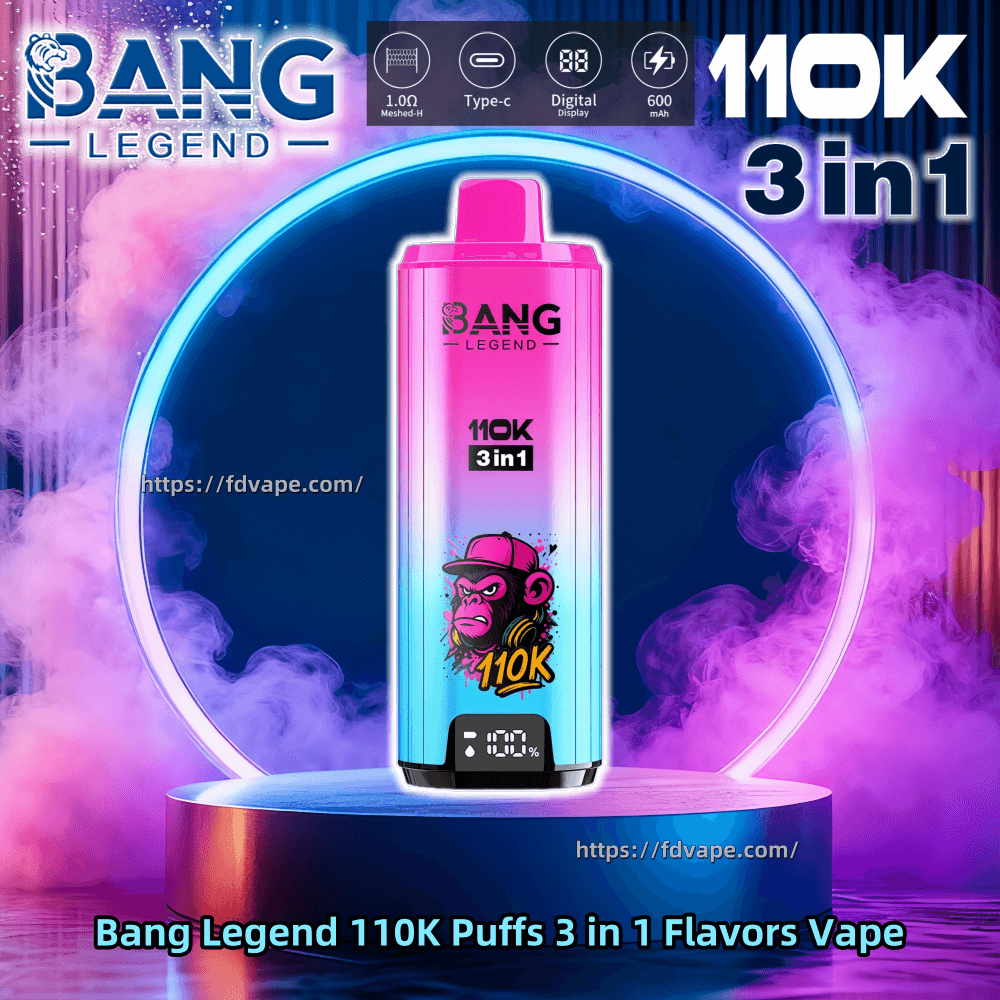 Bang Legend 110000 110K Puffs 3 in 1 Flavors Disposable Vape 0% 2% 3% 5%  Nicotine 12Tastes LED Display | Vape Factory Direct - FDVAPE