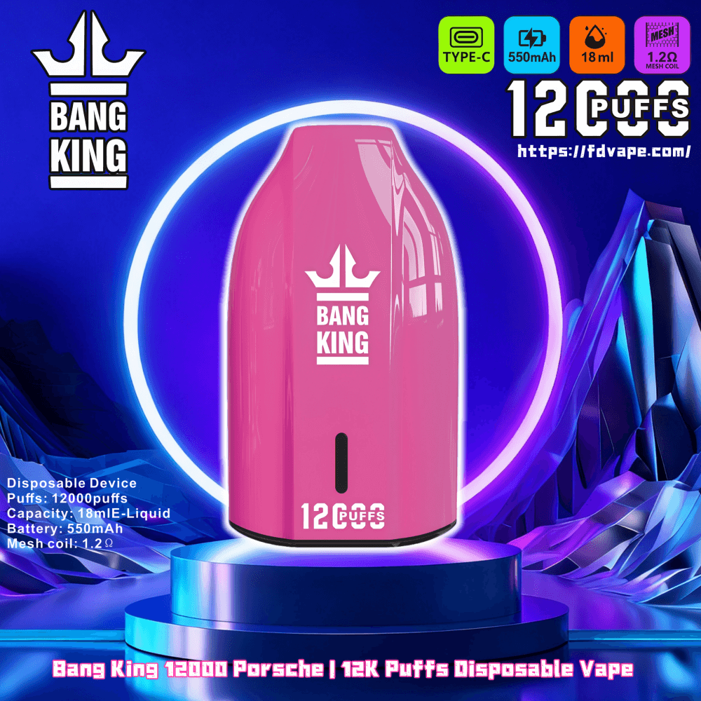Bang King 12000 Porsche 12K Puffs Disposable Vape 0% 2% 3% 5% Nicotines  12Tastes Rechargeable Battery Vape Factory Wholesale