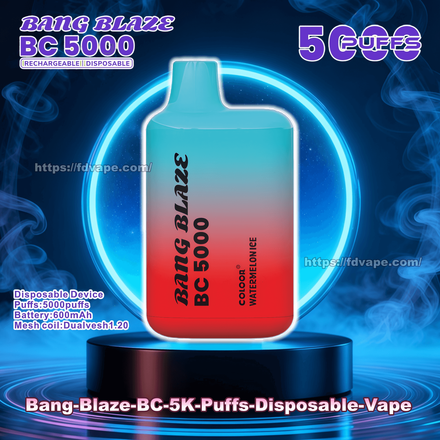 Bang Blaze BC 5000 5K Puffs Disposable Vape 0% 2% 3% 5% Nicotines 12Tastes  Rechargeable & Mesh Coil Vape Factory Wholesale - FDVAPE