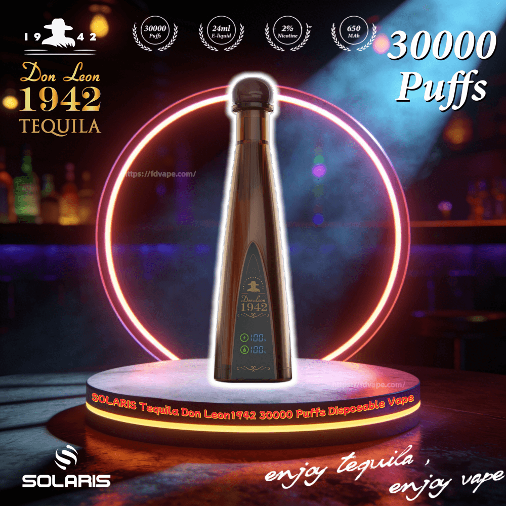 how much is elf bar vape Solaris Tequila Don Leon 1942 30000 30K Puffs Disposable Vape 2% Nicotine  10Taste Smart LED Display Vape Factory Direct