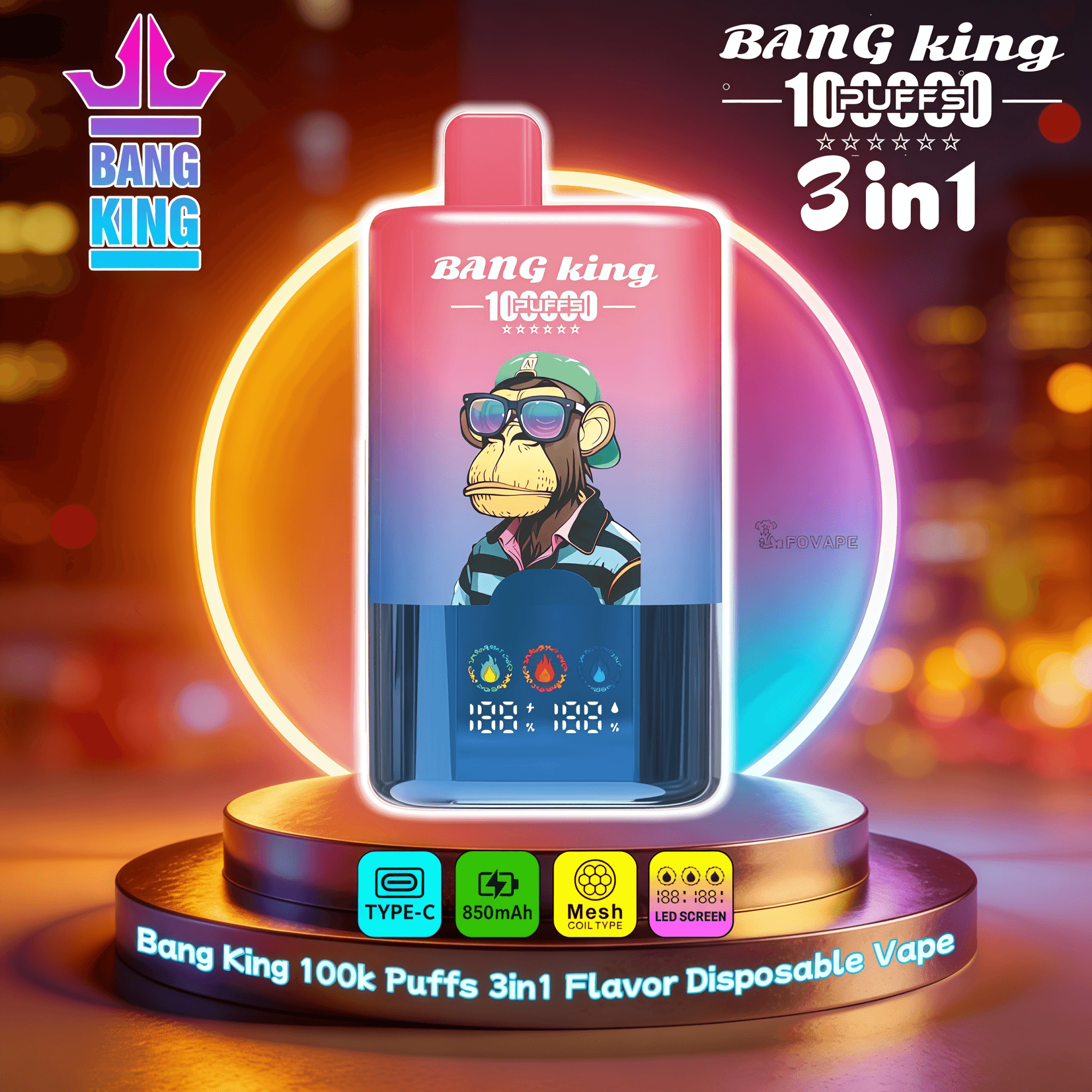 Bang King 100000 100K Puffs Disposable Vape 3 in 1 Flavors Chamber