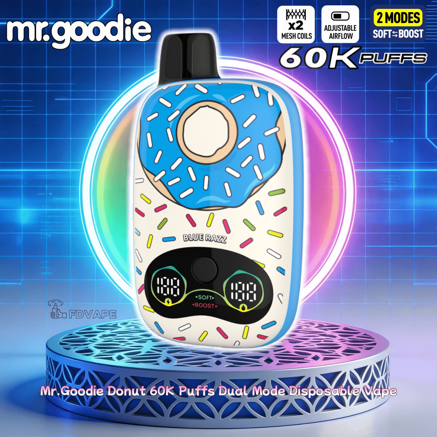 Mr.Goodie Donut 60000 60K Puffs Disposable Vape – Dual Mode Boost Vape With  Mesh Coil Smart LED Display & Rich Flavor Performance